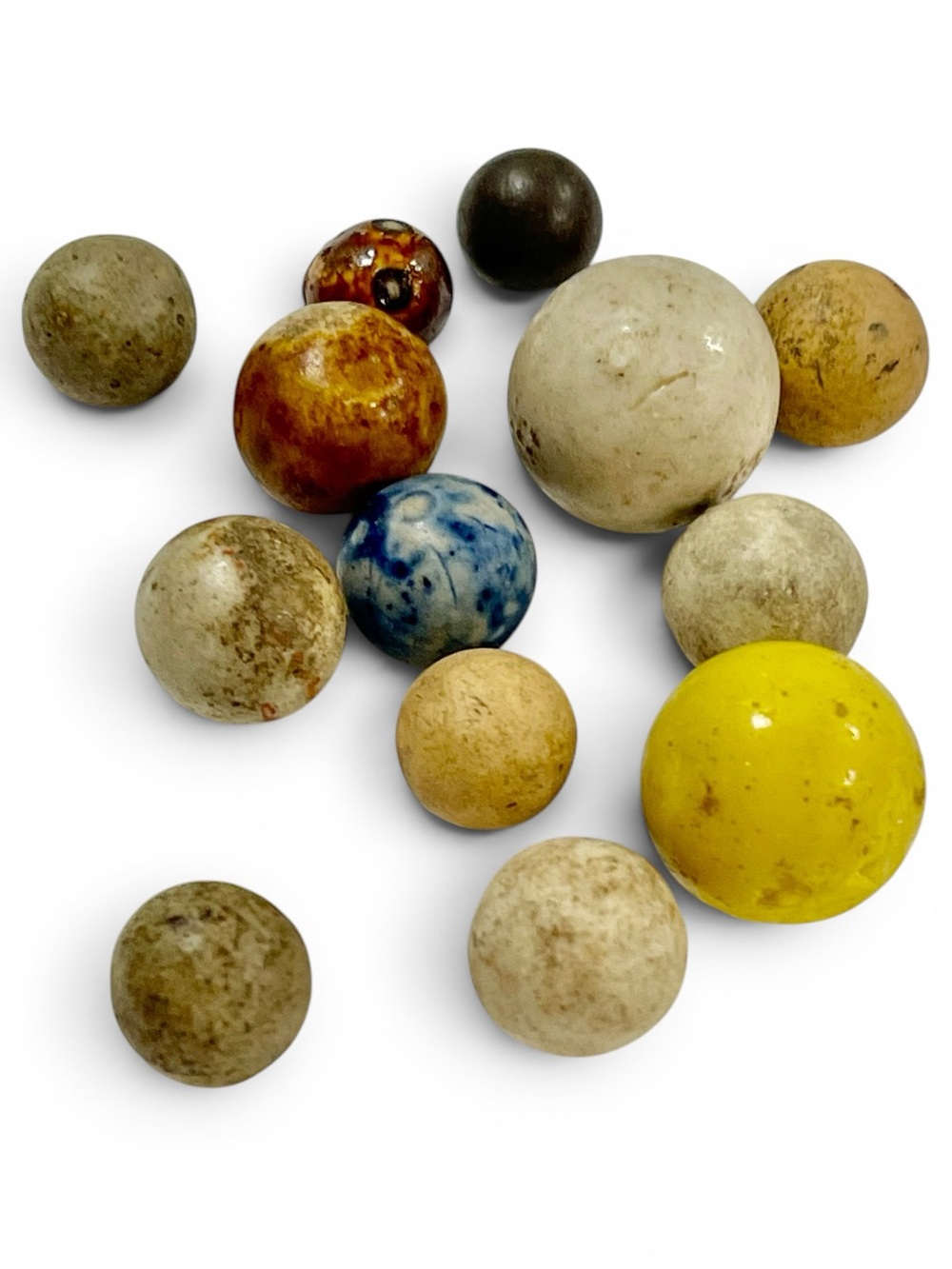Antique Vintage Marble Lot with Yellow, Blue, White & Earth Tones (13)